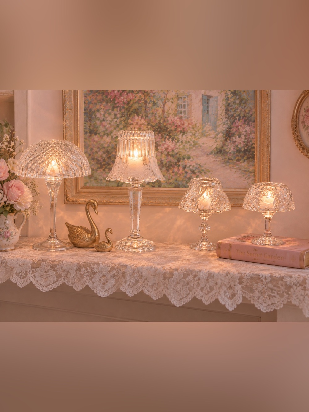 Victorian style - Fairy lamp inspired candle holder/ lamps - Set of 4